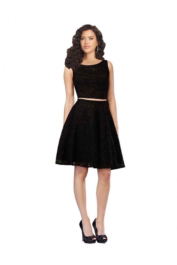 Sleeveless Jewel Neck Lace A-Line Bridesmaid Dress Brighton