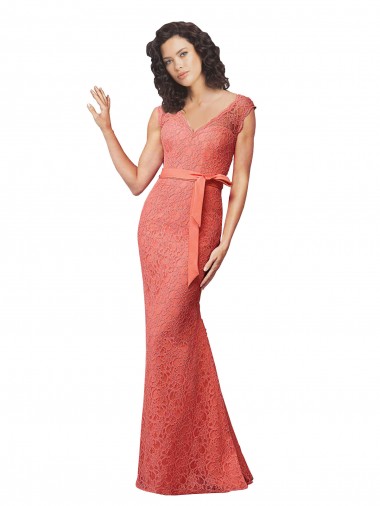 Sleeveless V-Neck Open Back Lace Mermaid Bridesmaid Dress Brighton