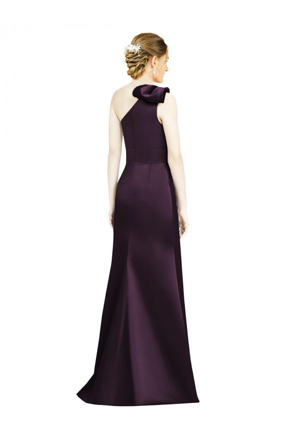 Sleeveless Grape One Shoulder Satin Mermaid Bridesmaid Dress Brighton