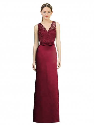 Sleeveless V-Neck Satin & Lace A-Line Bridesmaid Dress Brighton
