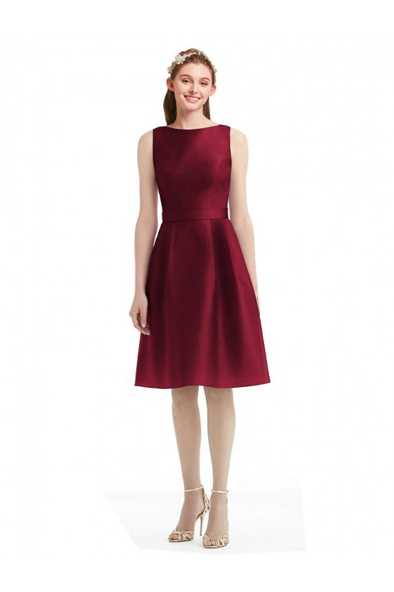 Sleeveless Bateau Neck Satin A-Line Bridesmaid Gown Brighton