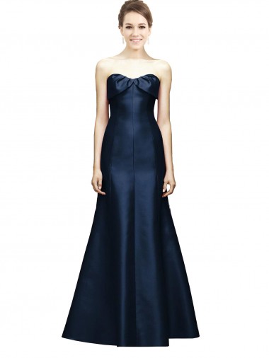Sleeveless Dark Navy Sweetheart Satin Mermaid Bridesmaid Dress Brighton
