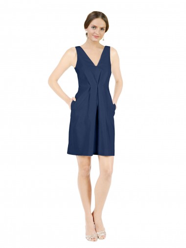 Sleeveless V-Neck Open Back Satin A-Line Evening Gown / Bridesmaid Dress Brighton