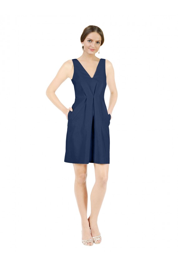 Sleeveless V-Neck Open Back Satin A-Line Evening Gown / Bridesmaid Dress Brighton