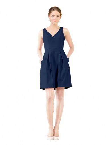 Sleeveless V-Neck Satin A-Line Bridesmaid Gown Brighton