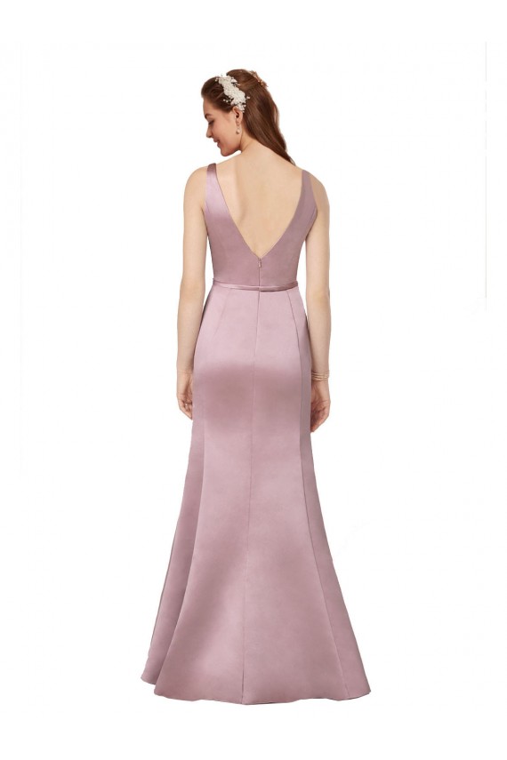 Sleeveless V-Neck V-Back Satin Sheath Formal Evening Gown / Prom Dress / Bridesmaid Dress Brighton