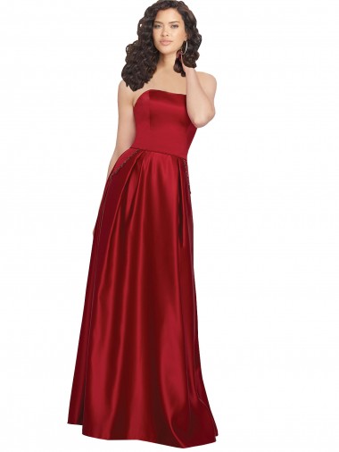 Sleeveless Strapless Satin A-Line Prom Dress / Bridesmaid Dress Brighton