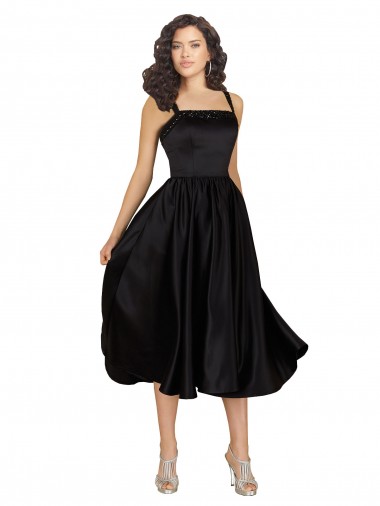 Sleeveless Square Neck Satin A-Line Prom Dress / Bridesmaid Dress Brighton