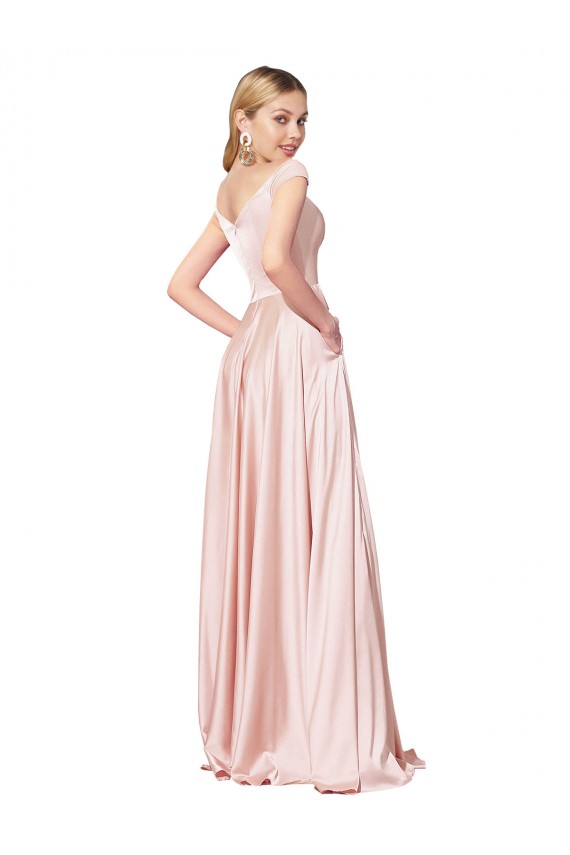 Sleeveless Off the Shoulder Satin A-Line Formal Evening Gown / Prom Dress / Bridesmaid Dress Brighton