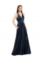 Sleeveless V-Neck Keyhole Back Satin A-Line Formal Evening Gown / Prom Dress / Bridesmaid Dress Brighton