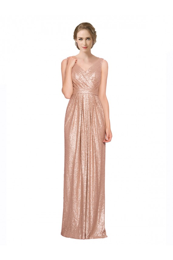 Sleeveless V-Neck Sequin Sheath Bridesmaid Dress / Evening Dress Brighton