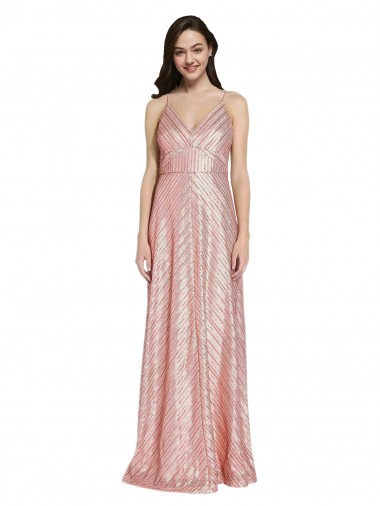 Sleeveless V-Neck Low Back Sequin Sheath Formal Evening Gown / Prom Dress / Bridesmaid Dress Brighton