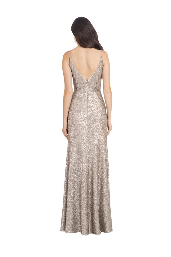 Sleeveless V-Neck V-Back Sequin & Sparkling Sequin Sheath Formal Evening Gown / Prom Dress / Bridesmaid Dress Brighton