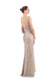 Sleeveless V-Neck Low Back Sequin & Sparkling Sequin Sheath Formal Evening Gown / Prom Dress / Bridesmaid Dress Brighton