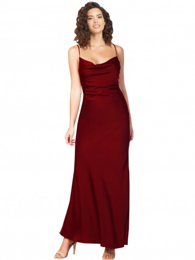 Sleeveless Cowl Neck Low Back Silk like Satin Sheath Black Tie Evening Gown / Prom Dress / Bridesmaid Dress Brighton
