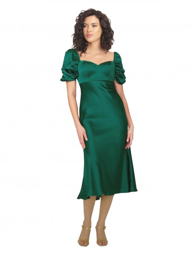 Short Sleeves Sweetheart Low Back Silk like Satin A-Line Formal Evening Gown / Prom Dress / Bridesmaid Dress Brighton