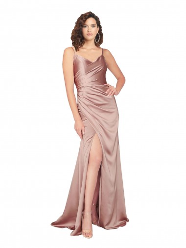 Sleeveless V-Neck V-Back Silk like Satin Sheath Black Tie Evening Gown / Prom Dress / Bridesmaid Dress Brighton