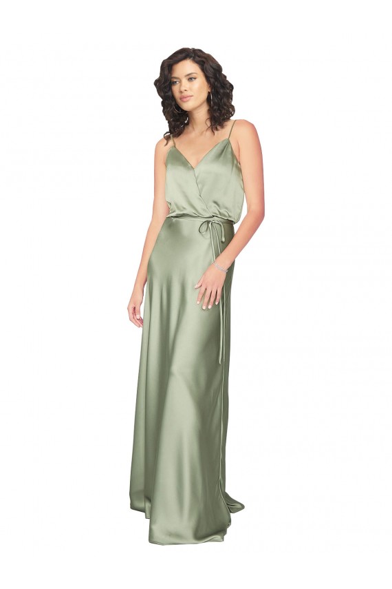 Sleeveless V-Neck V-Back Silk like Satin A-Line Formal Evening Gown / Bridesmaid Dress Brighton