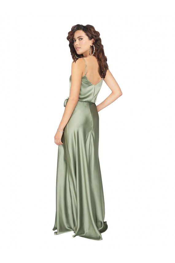 Sleeveless V-Neck V-Back Silk like Satin A-Line Formal Evening Gown / Bridesmaid Dress Brighton