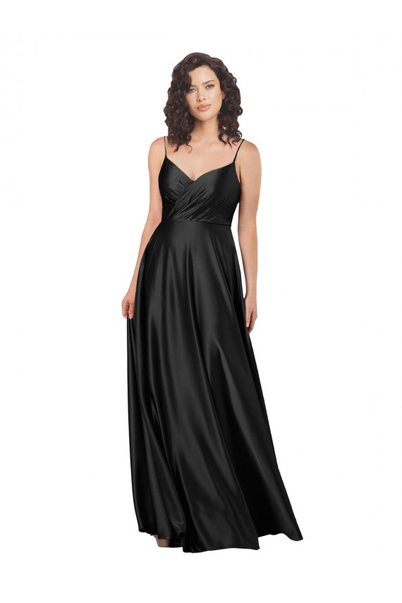 Sleeveless V-Neck Low Back Silk like Satin A-Line Formal Dress / Bridesmaid Dress Brighton