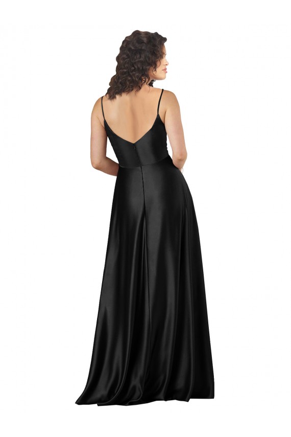 Sleeveless V-Neck Low Back Silk like Satin A-Line Formal Dress / Bridesmaid Dress Brighton