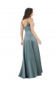 Sleeveless Black V-Neck V-Back Silk like Satin A-Line Formal Evening Gown / Prom Dress / Bridesmaid Dress Brighton