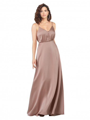Sleeveless V-Neck Silk like Satin A-Line Formal Evening Gown / Bridesmaid Dress Brighton