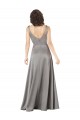 Sleeveless Pearl Grey V-Neck Silk like Satin A-Line Formal Evening Gown / Prom Dress / Bridesmaid Dress Brighton