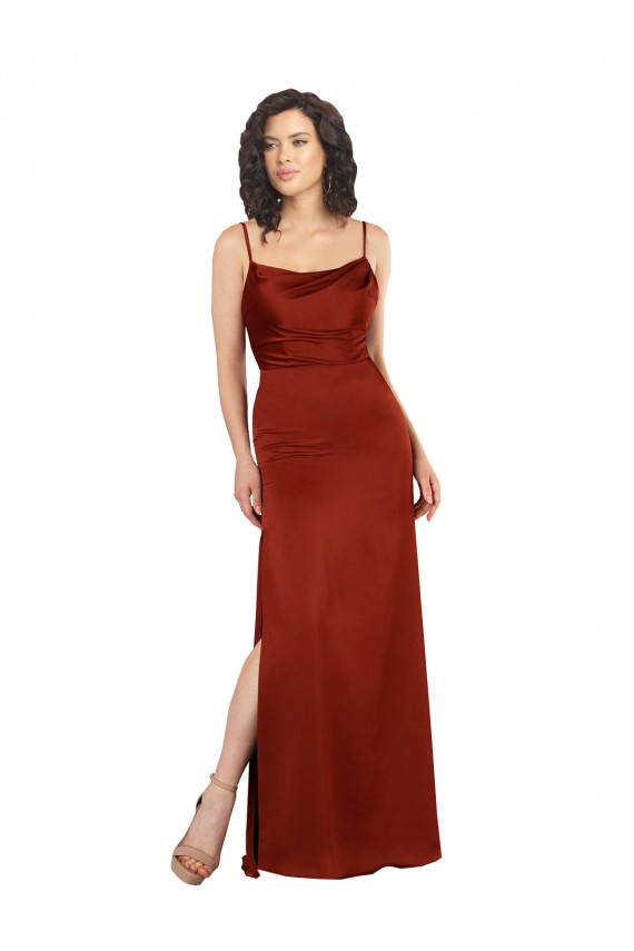 Sleeveless Red Spaghetti Straps Low Back Silk like Satin A-Line Formal Evening Gown / Prom Dress / Bridesmaid Dress Brighton