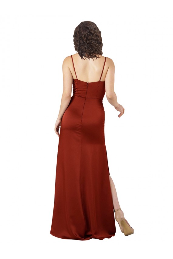 Sleeveless Red Spaghetti Straps Low Back Silk like Satin A-Line Formal Evening Gown / Prom Dress / Bridesmaid Dress Brighton