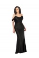Sleeveless Black Off the Shoulder Low Back Silk like Satin A-Line Formal Dress / Bridesmaid Dress Brighton