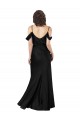 Sleeveless Black Off the Shoulder Low Back Silk like Satin A-Line Formal Dress / Bridesmaid Dress Brighton