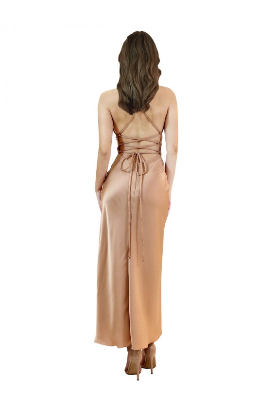 Sleeveless Cowl Neck Low Back Silk like Satin Sheath Formal Evening Gown / Prom Dress / Bridesmaid Dress Brighton