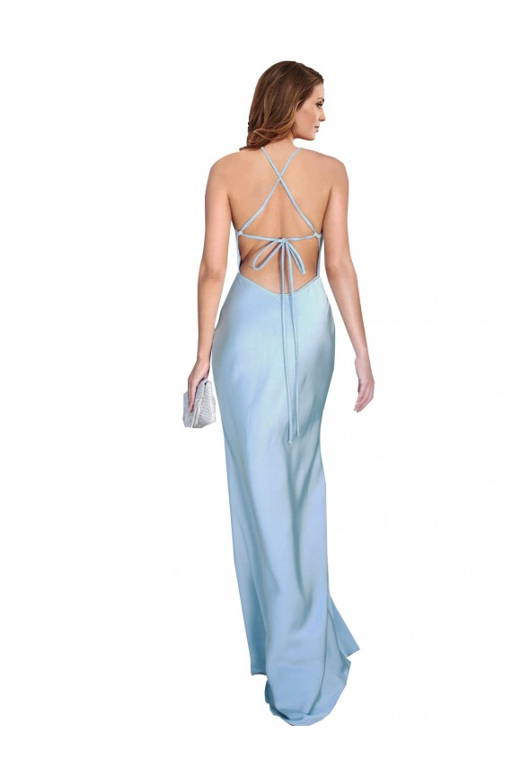 Sleeveless Cowl Neck Criss Cross Open Back Silk like Satin Sheath Formal Evening Gown / Prom Dress / Bridesmaid Dress Brighton
