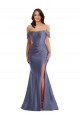 Sleeveless Off the Shoulder Low Back Silk like Satin Mermaid Black Tie Plus Size Evening Gown / Prom Dress / Bridesmaid Dress Brighton