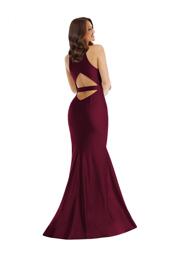 Sleeveless V-Neck Open Back Silk like Satin Mermaid Formal Plus Size Evening Gown / Prom Dress / Bridesmaid Dress Brighton