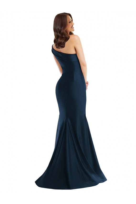 Sleeveless Light Sky Blue One Shoulder Silk like Satin Mermaid Formal Evening Gown / Prom Dress / Bridesmaid Dress Brighton
