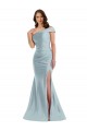Sleeveless Light Sky Blue One Shoulder Silk like Satin Mermaid Formal Evening Gown / Prom Dress / Bridesmaid Dress Brighton