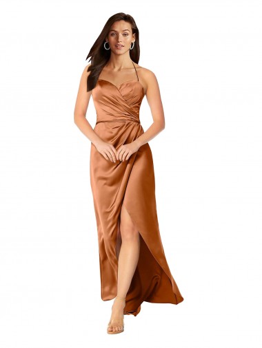Sleeveless Spaghetti Straps Low Back Silk like Satin A-Line High Low Evening Gown / Prom Dress / Bridesmaid Dress Brighton