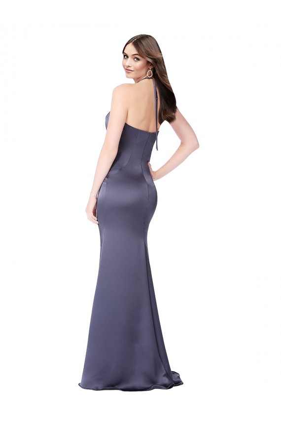 Sleeveless Halter Neck Low Back Silk like Satin Mermaid Formal Evening Gown / Prom Dress / Bridesmaid Dress Brighton