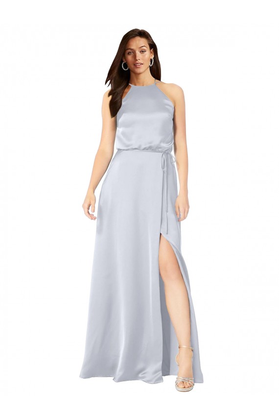 Sleeveless Halter Neck Low Back Silk like Satin A-Line Formal Evening Gown / Bridesmaid Dress Brighton