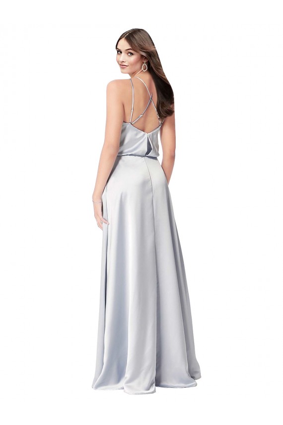 Sleeveless Halter Neck Low Back Silk like Satin A-Line Formal Evening Gown / Bridesmaid Dress Brighton