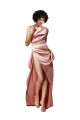 Sleeveless One Shoulder Open Back Silk like Satin A-Line Formal Evening Gown / Prom Dress / Bridesmaid Dress Brighton