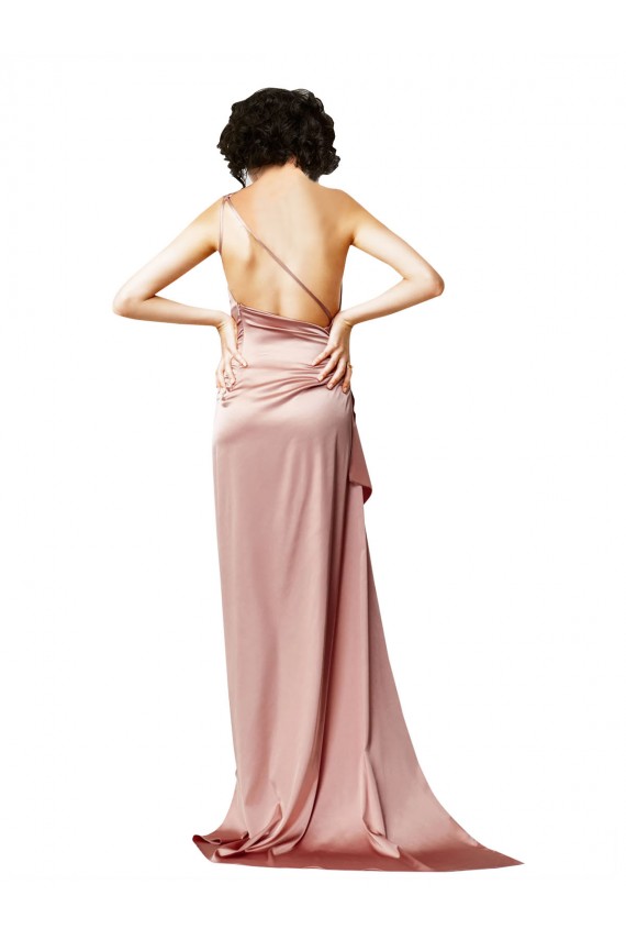 Sleeveless One Shoulder Open Back Silk like Satin A-Line Formal Evening Gown / Prom Dress / Bridesmaid Dress Brighton