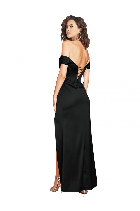 Sleeveless Sweetheart Low Back Silk like Satin A-Line Black Tie Evening Gown / Prom Dress / Bridesmaid Dress Brighton