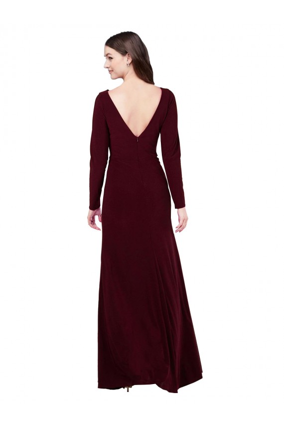 Long Sleeves V-Neck V-Back Spandex Sheath Prom Dress / Bridesmaid Dress Brighton