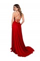 Sleeveless Spaghetti Straps Criss Cross Open Back Spandex & Lace A-Line Semi Formal Evening Dress / Prom Dress / Bridesmaid Dress Brighton
