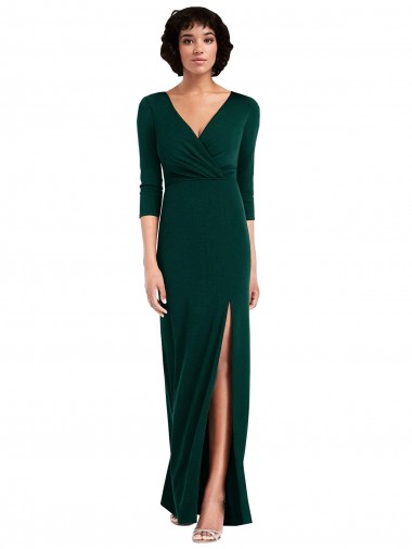 Long Sleeves V-Neck V-Back Spandex Trumpet Formal Evening Gown / Prom Dress / Bridesmaid Dress Brighton