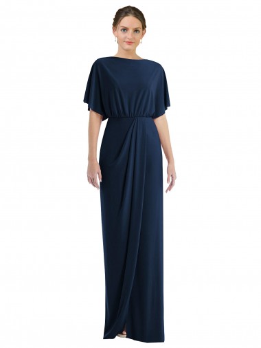 Short Sleeves Bateau Neck Open Back Spandex Sheath Semi Formal Evening Dress / Prom Dress / Bridesmaid Dress Brighton