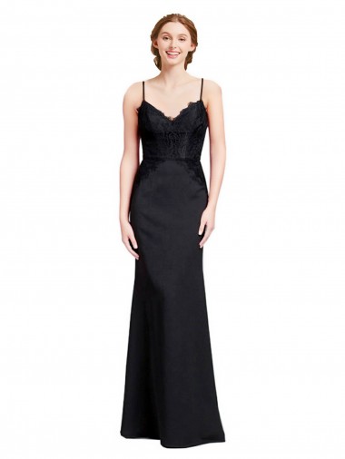 Sleeveless Spaghetti Straps Low Back Stretch Crepe Mermaid Prom Dress / Bridesmaid Dress Brighton
